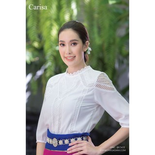 Carisa เสื้อลูกไม้ เสื้อแต่งลูกไม้ผ้าcottonแบบในละครกลิ่นกาสะลอง แม่หญิงกาสะลอง [5629]