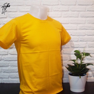 พร้อมส่ง👕เสื้อยืดสีพื้นผ้าคอตตอนแท้100% สีเหลืองมัสตาร์ด NO.15 Mustard เสื้อยืดNine shop🐬