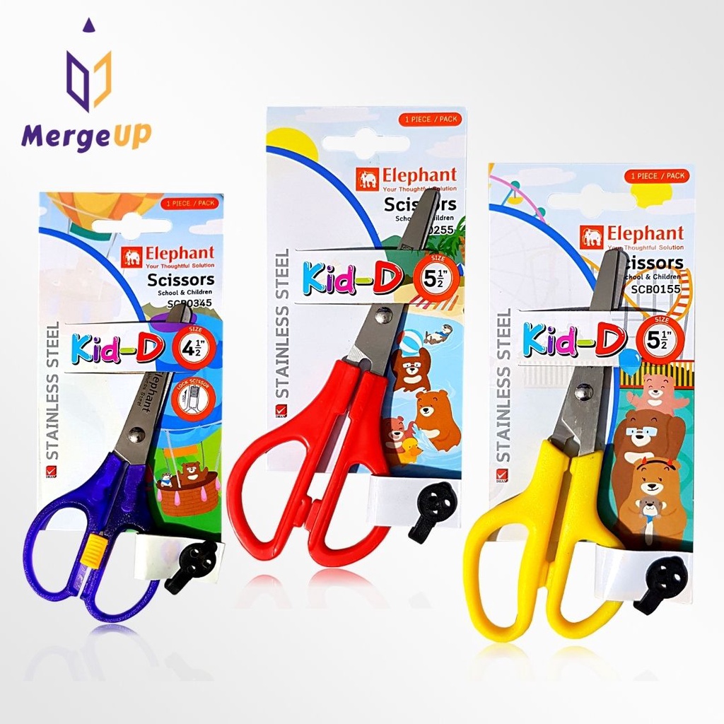 กรรไกรเด็ก KID-D SCB ELEPHANT 4 1/2" / 5 1/2"