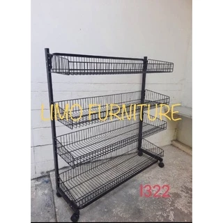 ชั้นวางของ4ชั้น รุ่นซุปเปอร์ตะกร้าหน้ากว้าง120cm. ขนาด39*120*130cm.สีอบอีพอคซี่L322