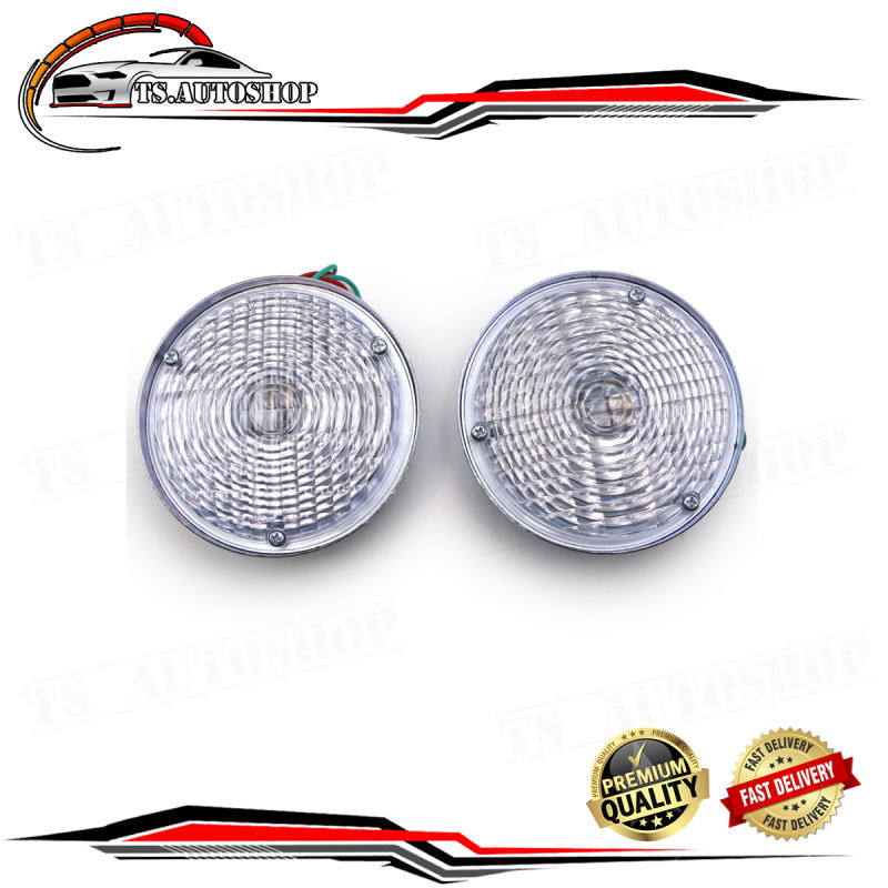 ไฟหรี่ ข้าง ทรงกลม แบบสกรู เลนส์สีขาว 2 ชิ้น ขนาด 4.5นิ้ว Jeep Willys Jeep CJ3 CJ5 CJ6 CJ2A CJ3A CJ3