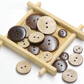 กระดุมกะลา แบบไม่มีลาย 2 รู จำนวน 12 เม็ด/set เลือกขนาดที่ตั…