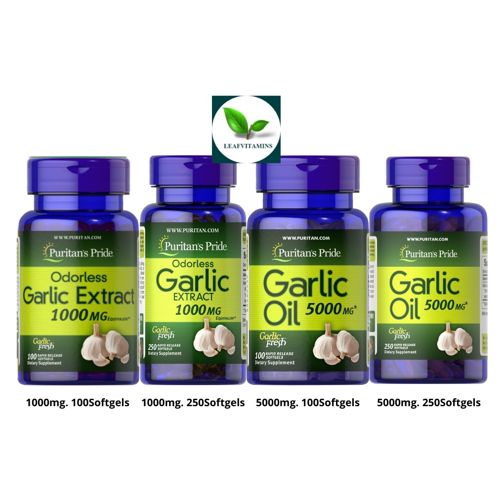 Puritan's Pride Garlic Oil 1000mg.,5000 mg. /100, 250 Rapid Release Softgels