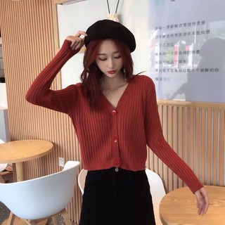 พร้อมส่ง📌เสื้อไหมพรมแขนยาวคอวีผ้านิ่ม
