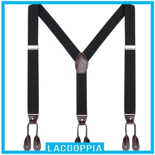 [LACOOPPIA] Wide Button End Elastic Adjustable Suspenders Men Y-Back Tuxedo Suspenders