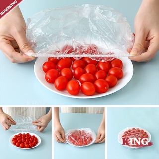 100Pcs ถุงคลุมชามแบบยืดหยุ่น ถุงเก็บของสด นำกลับมาใช้ใหม่ได้ ถุงอาหาร