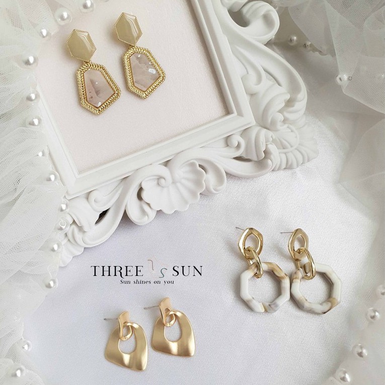 S925 หินเงิน Series INS ต่างหูหู Studs คลิปหู E010 E011 E013 E013-C