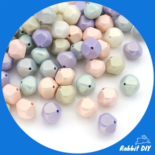 ลูกปัด ลูกปัดตกแต่ง สีพาสเทลกึ่งเงา คละสี ทรงกลม ตัดเหลี่ยม ขนาด 14 มม. (แพ็กถุงละ 30 กรัม)