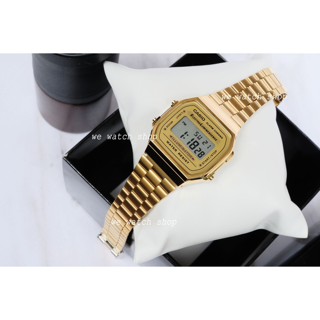CASIO ของเเท้ เครื่องศูนย์ CMG รุ่น A168WG-9WDF สีทอง สายเหล็ก ประกันศูนย์ CMG  A168WG-9  A168WG  A168  A168WG-9W