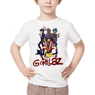 เสื้อยืด คอกลม แขนสั้น สีขาว ลายการ์ตูนอะนิเมะ Gorillaz แฟชั่นสําหรับเด็กผู้ชาย และเด็กผู้หญิง