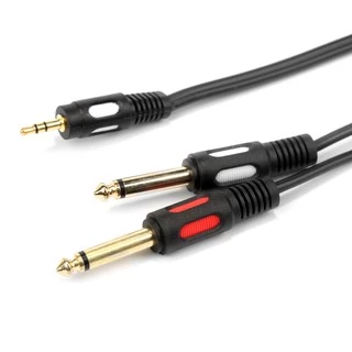 【1.5M/3M/5M/10M】3 . 5 มม. male to dual 6 . 35 มม. อุปกรณ์สายเคเบิ้ลเสียงสําหรับ mixer