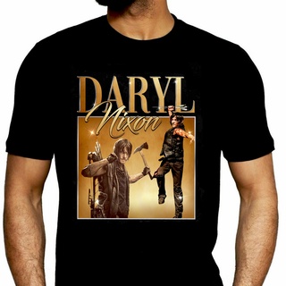 เสื้อยืดสีขาวเสื้อยืดคอกลม แขนสั้น ผ้าฝ้าย พิมพ์ลาย The Walking Dead Daryl Dixon Norman Reedus สําหรับผู้ชาย และผู้หญิงS