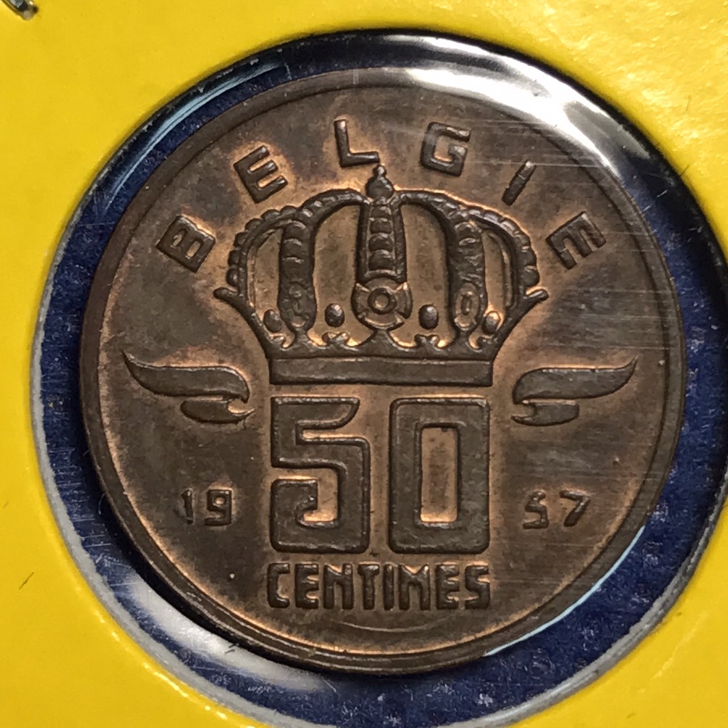 No.60425 ปี1957 เบลเยี่ยม 50 CENTIMES เหรียญสะสม เหรียญต่างประเทศ เหรียญเก่า หายาก ราคาถูก