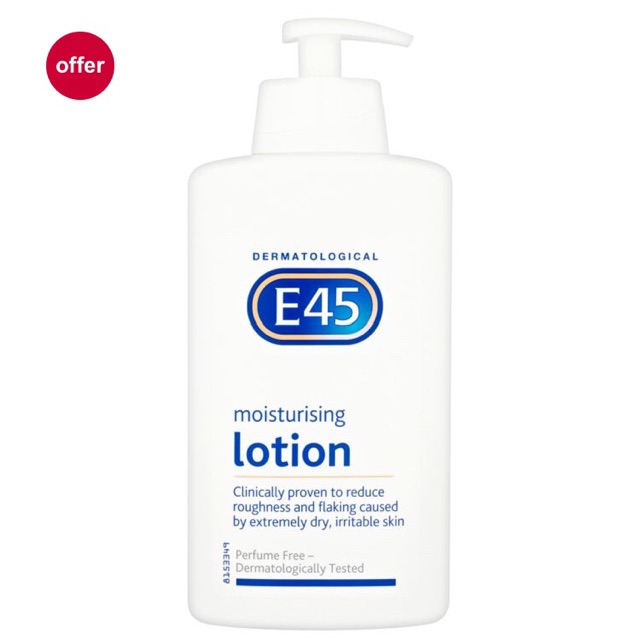 E45 lotion moisturised สำหรับทุกสภาพผิวแม้แต่ผิวแพ้ง่าย ใช้ได้ในทารกปราศจากน้ำหอม