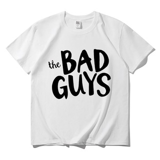 เสื้อยืดครอปเสื้อยืด ผ้าฝ้าย 100% พิมพ์ลายตัวอักษร The BAD GUYS น่ารัก เหมาะกับของขวัญ แฟชั่นคู่รัก สําหรับผู้ชาย และผู้