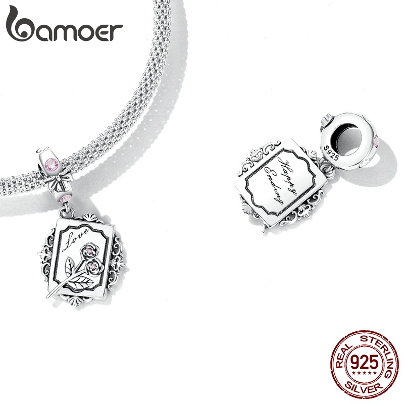 Bamoer สร้อยข้อมือเงิน 925 จี้มงกุฎ และพัด ประดับลูกปัดหัวใจ เครื่องประดับแฟชั่น สไตล์เจ้าหญิง