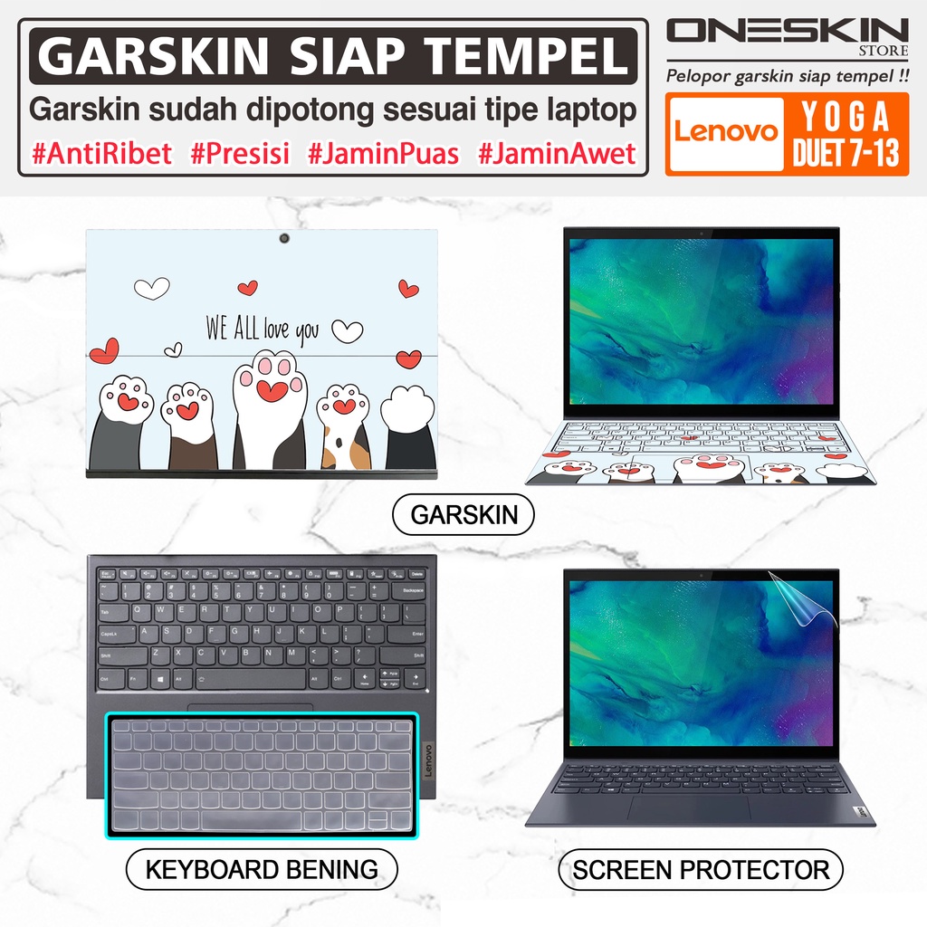 Garskin สติกเกอร์ซิลิโคนใส กันรอยหน้าจอแล็ปท็อป สําหรับ Lenovo Yoga Duet 7 7i-13 13IML05 13ITL6 Slim 9 9i-14 14ITL5