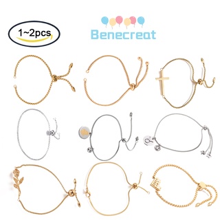 Benecreat สร้อยข้อมือสเตนเลส 304 ชุบไอออน (IP) ปรับได้ สีทอง สําหรับทําเครื่องประดับผู้หญิง 1 ชิ้น ถึง 3 ชิ้น