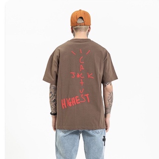 เสื้อผ้ามีสไตล์เสื้อยืดผู้ชายโอเวอร์ไซส์ cactus highest travis scott เสื้อลายมันส์ hot sale เสื้อovp ทราวิส เสื้อy2kรหัส