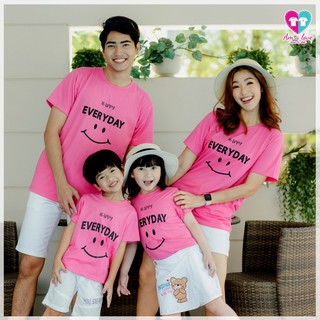 เสื้อยืด เสื้อทีม เสื้อครอบครัว เสื้อแก๊งค์ ลายยิ้ม Happy Everyday