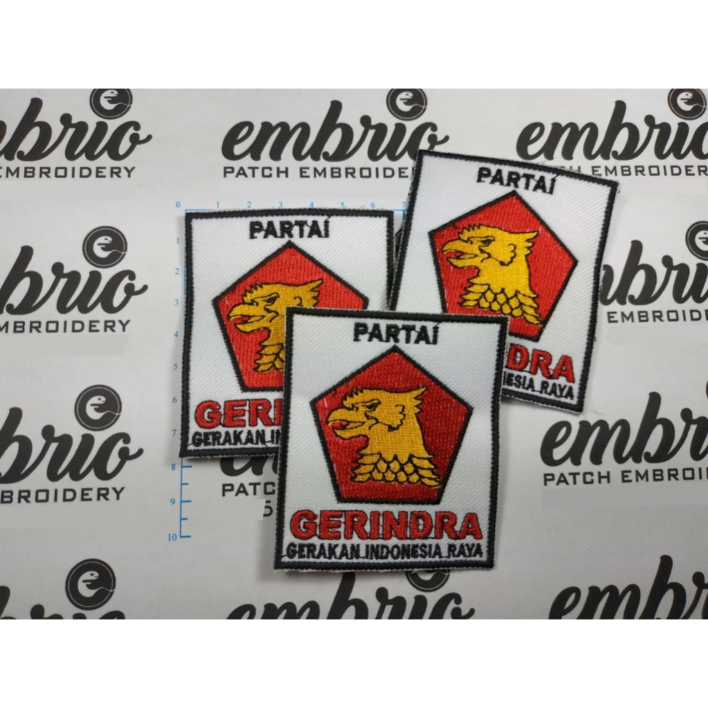 UNI-017 GERINDRA PARTY LOGO PATCH EMMBROIDERY EMBLEM EMBROIDERY HOT MELT IRON ON HOT PRESS