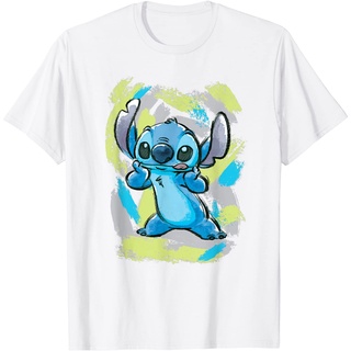 เสื้อยืดพิมพ์ลายเสื้อยืดDisney เสื้อยืดผู้ใหญ่ ลาย Lilo and Stitch Watercolor Brushstrokes สําหรับผู้ชาย และผู้หญิงS-4XL