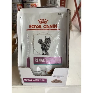 [1 ซอง] Royal canin Renal with fish cat pouch อาหารแมวโรคไต ชนิดเปียกแบบซอง 85g.