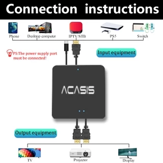 ACASIS 1 In 2 Out ฮับแยก Hdmi Hdcp 4k30Hz Hd 1080P60Hz จอแสดงผลคู่