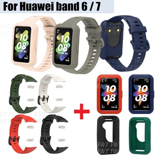 Same Color Strap + Case Huawei band 6 Strap Silicone Huawei band 7 Case For Huawei band 7 , Honor band 6 , Huawei band 7 Strap Protective Cover Huawei band Accessory