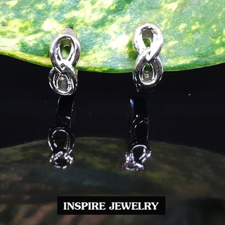 INSPIRE JEWELRY ต่างหูห่วงขาล็อครูปอินฟินิตี้ หน้ามันเงาสีเงิน สูง 1cm รอบวงใน 1x1cm