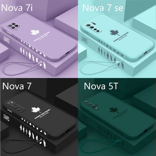Maple เคส Huawei Nova 7i Nova 7 se Soft TPU Case+Strap Side pattern Huawei Nova 5T Phone Cover Nova 3i Nova 3e Nova 4 เคสโทรศัพท์