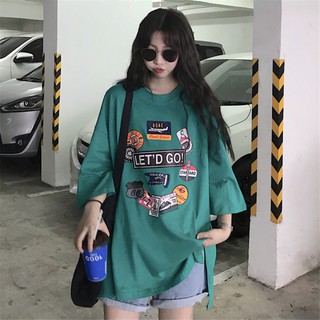 Women Korean Fashion Cotton Cartoon Print Loose Oversize Short Sleeve T-shirts Couple tops