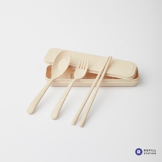 Refill Station Wheat Straw Cutlery ชุดช้อนส้อมพกพา (1 set)