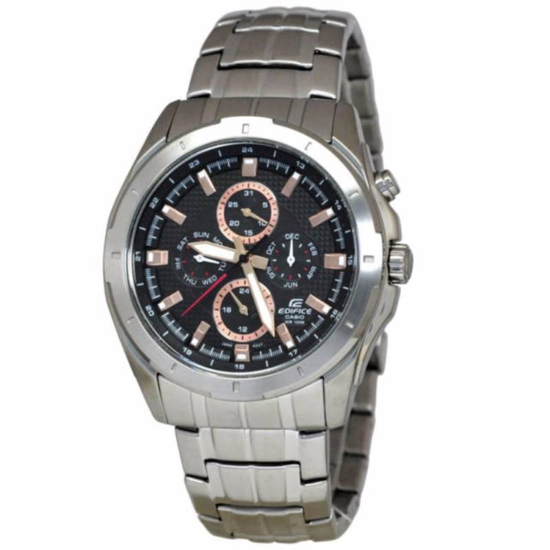 Win Watch Shop Casio Edifice รุ่น EF328D1A5 นาฬิกาข้อมือผู้ชาย สายแสตนเลส หน้าปัดดำเต็ม