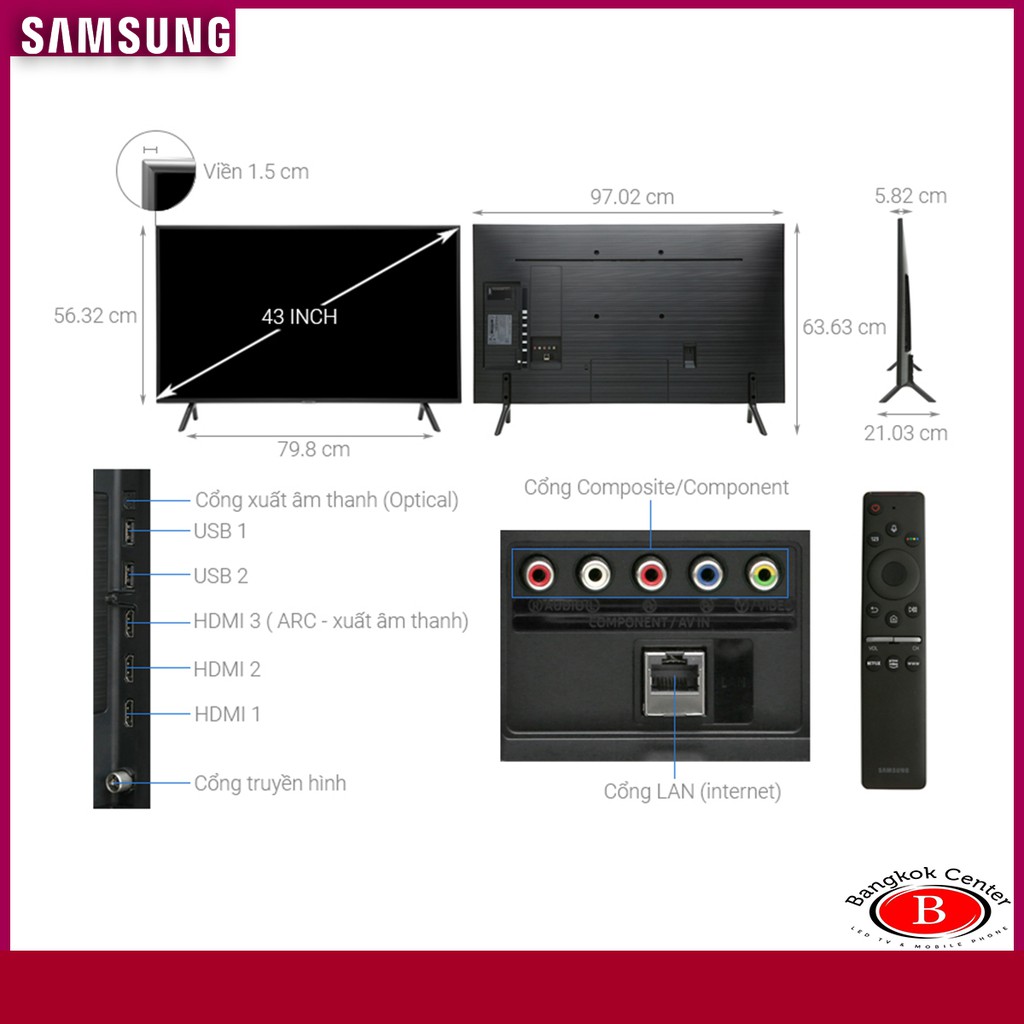 Samsung 43 UHD Flat RU7200 Series 7 (2019) รุ่น 43RU7200 ...