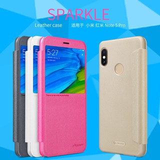 เคส Xiaomi Redmi Note 5 Case รุ่น Nillkin Sparkle Leather -Black สีดำเทา