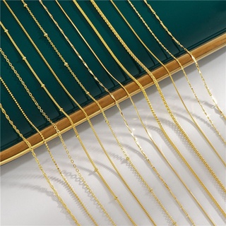 18K Gold Chain 100% เงินแท้ 925 40-45 ซม.สร้อยคอทองชุบสามเหล…