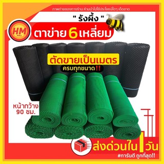 ส่งด่วน! ตาข่ายพลาสติก กันนก ล้อมไก่ กรงไก่ รังผึ้ง 6เหลี่ยม PVC สีดำ/เขียว (ขายเป็นเมตร)