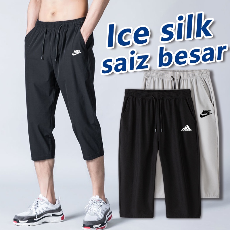 กางเกงขาสั้น Seluar Lelaki เสื้อผ้ากีฬา ดีไซน์กระเป๋าลําลอง ยืดหยุ่น Seluar 3 Suku Lelaki