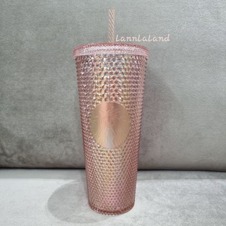 🌟พร้อมส่ง🌟Starbucks Rose Gold Bling Cold Cup 24oz แก้วสตาร์บัคส์  โรสโกลด์ 24 ออนซ์ &amp; Xmas Studded