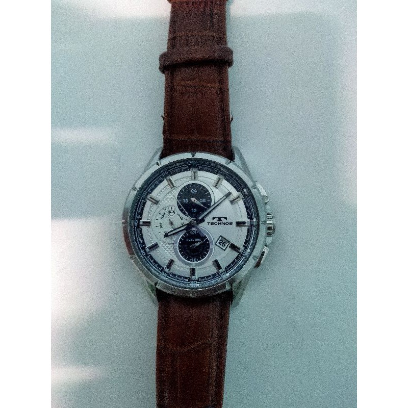 technos dual time wrist t8530ss men's นาฬิกามือสอง