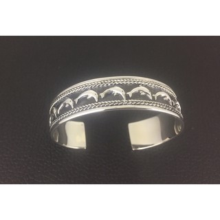 กำไลเงิน 925 ปลาโลมา งานมือ Sterling Silver Dolphin Bangle 925 handmade