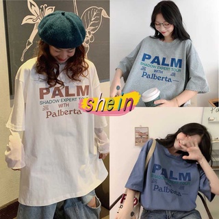 Shein เสื้อยืดแขนสั้นสไตล์เกาหลี oversize ผู้หญิง เสื้อยืดสกรีนตัวหนังสือ เสื้อผ้าวัยรุ่นแฟชั่นเกาหลี xxl 5509