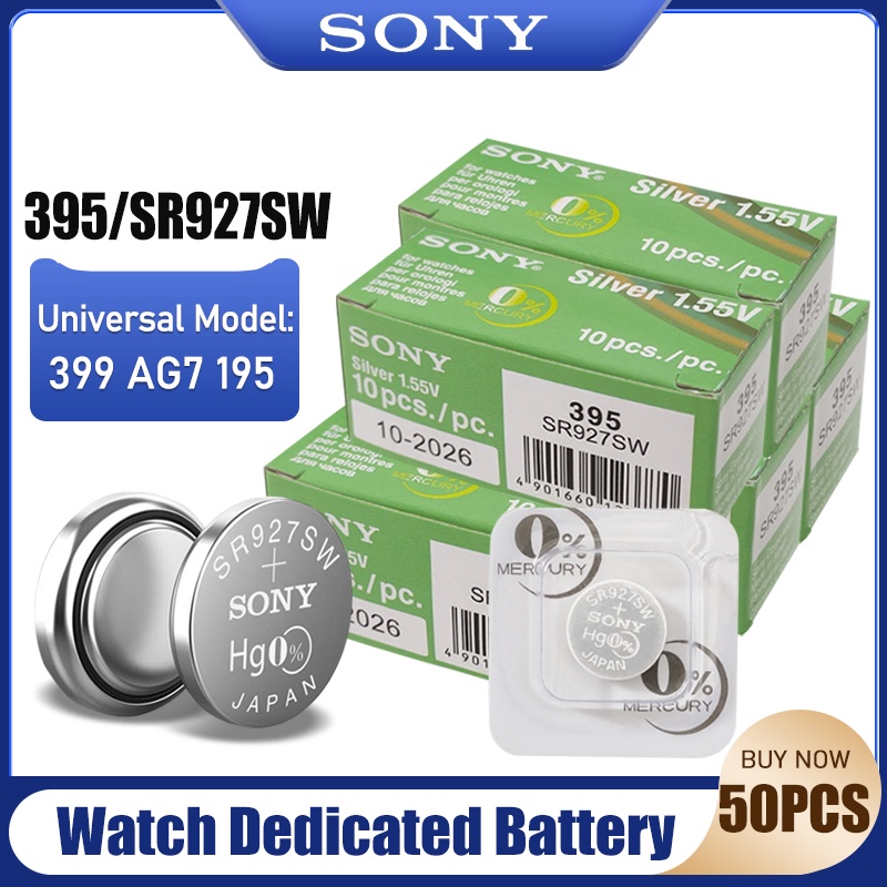 50PCS Original SONY 395 399 SR927SW AG7 SR927 LR927 195 1.55V Silver Oxide Battery For Watch Toys Co