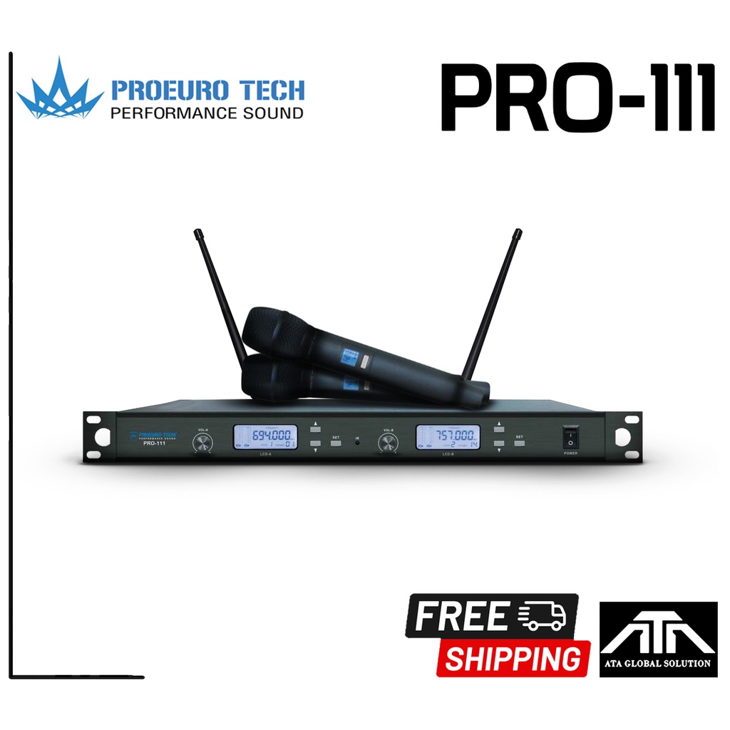 PROEURO TECH PRO -111 ไมค์ลอย มือถือคู่ UHF ไมค์ ราคาถูก โปรยูโร เทค โปรยูโรเทค ไมค์ ไมค์ลอย PROEUROTECH PRO111