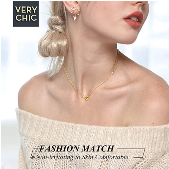 แฟชั่นผู้หญิง ชุบทอง ตัวอักษรเริ่มต้น A-Z จี้สร้อยคอโซ่ เสื้อกันหนาว สร้อยคอ ชื่อ - รูปที่ 4