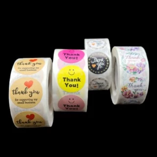 (350-500ดวง/1ม้วน) สติ๊กเกอร์ Thank you กว้าง 2.5 cm [ii]