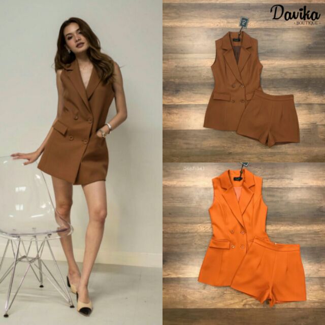 เซตเสื้อสูทแขนกุด + กางเกงขาสั้น งานป้าย xs S M L XL