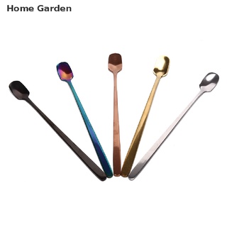 HGG 1pc Long Handle Square Head Coffee Spoon Stainless Steel Colorful Ice Spoons HGG