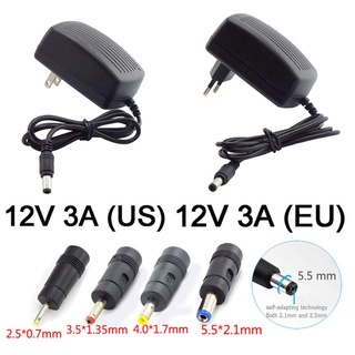 อะแดปเตอร์แปลงพาวเวอร์ซัพพลายกล้องวงจรปิด DC 12V 3A AC 110V-240V 5.5*2.1 มม. 4.0*1.7 มม. 3.5*1.35 มม. 2.5*0.7 มม.